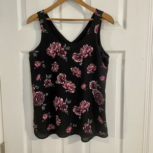 Black floral cami tank